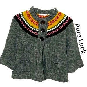 PURE LUCK Three Button Nordic Sweater Shrug Size M